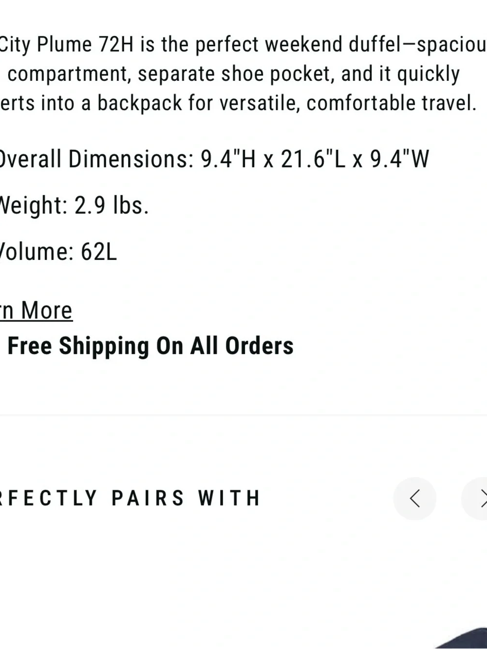 City Plume 72H Duffel Bag — Olive Green
